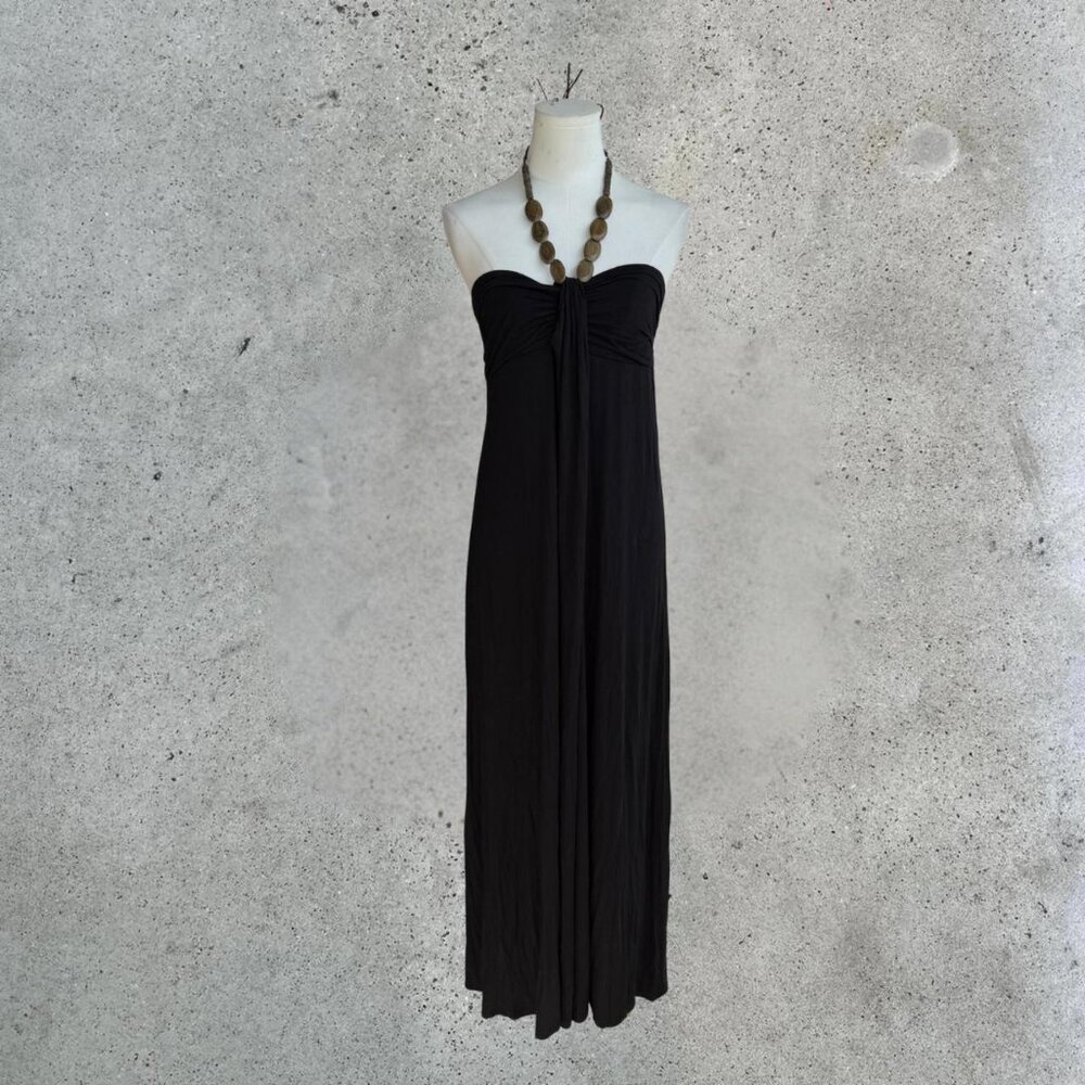 2000s black halter maxi dress